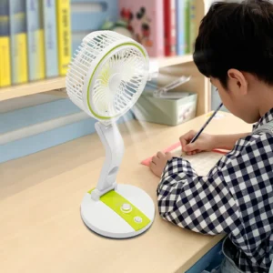2-in-1 USB Rechargeable Folding Fan with LED Light