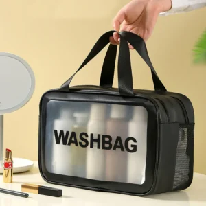 Dry-Wet Separation Transparent PU Makeup & Travel Bag